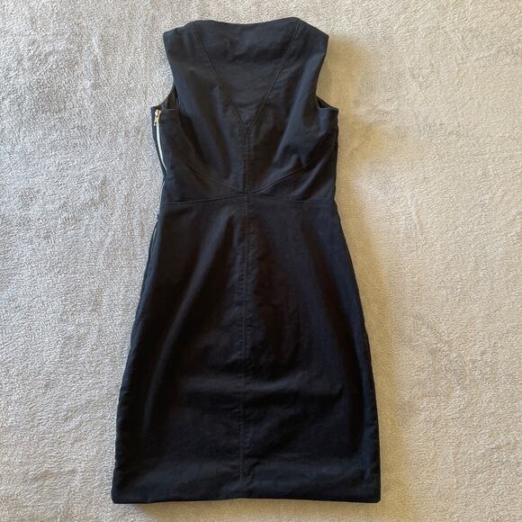 Helmut Lang Dress Womens 4 Black Velveteen Full Size Zip LBD Cocktail Evening - Picture 2 of 9